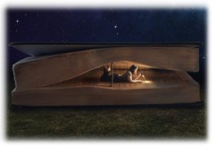 Woman inside Bible